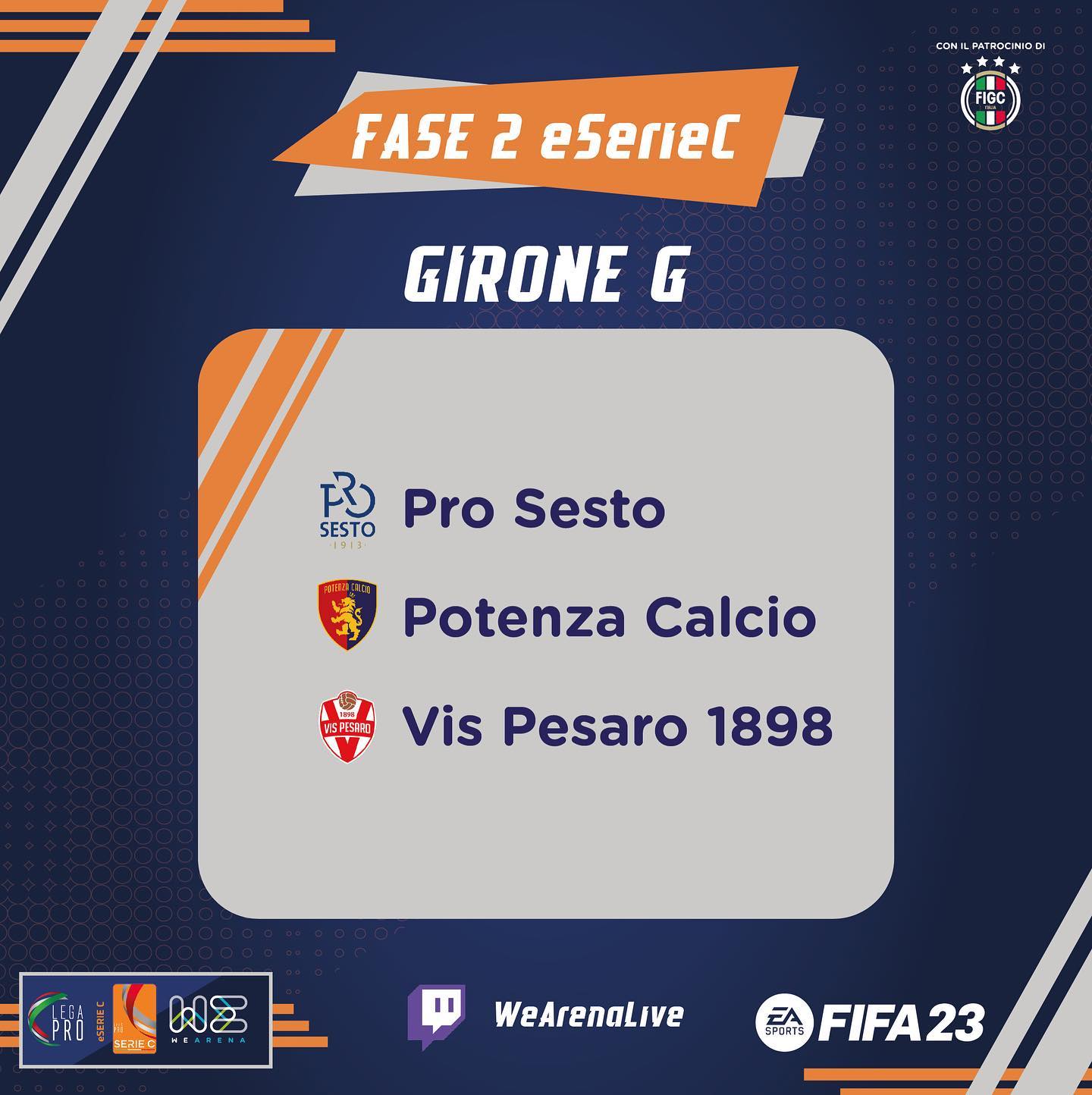 eSerieC: Potenza Calcio in fase 2 contro Pro Sesto e Vis Pesaro (girone G)
